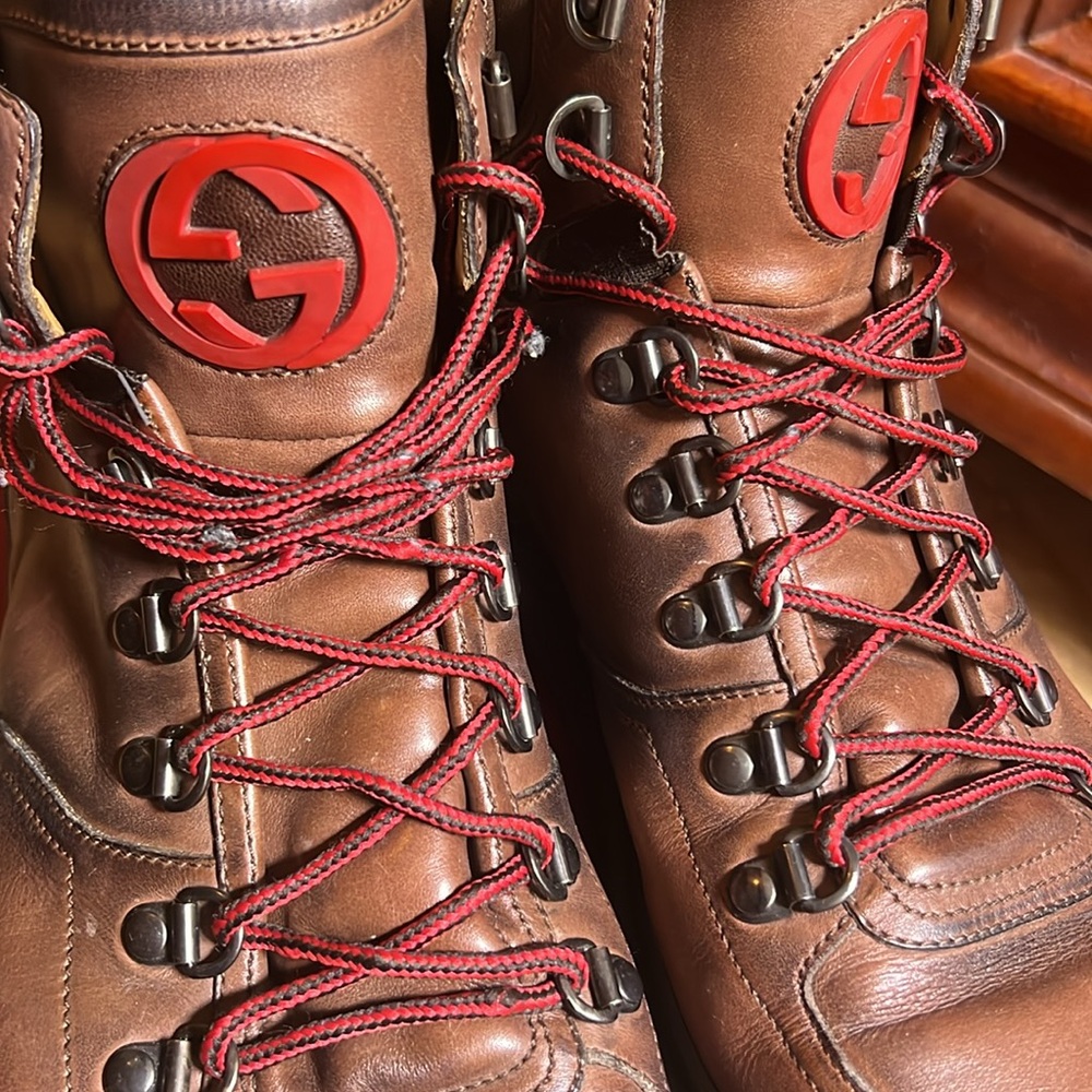 Gucci Brown Leather Luxury Trekking Boots, Size 10, Wonderful condition! - Picture 3 of 8